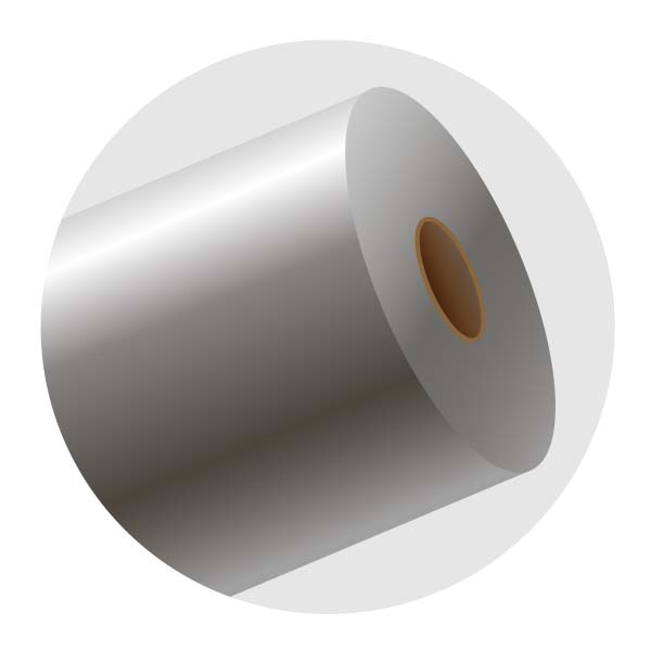 Plástico BOPP Plata (adhesivo permanente, soporte siliconado de papel)